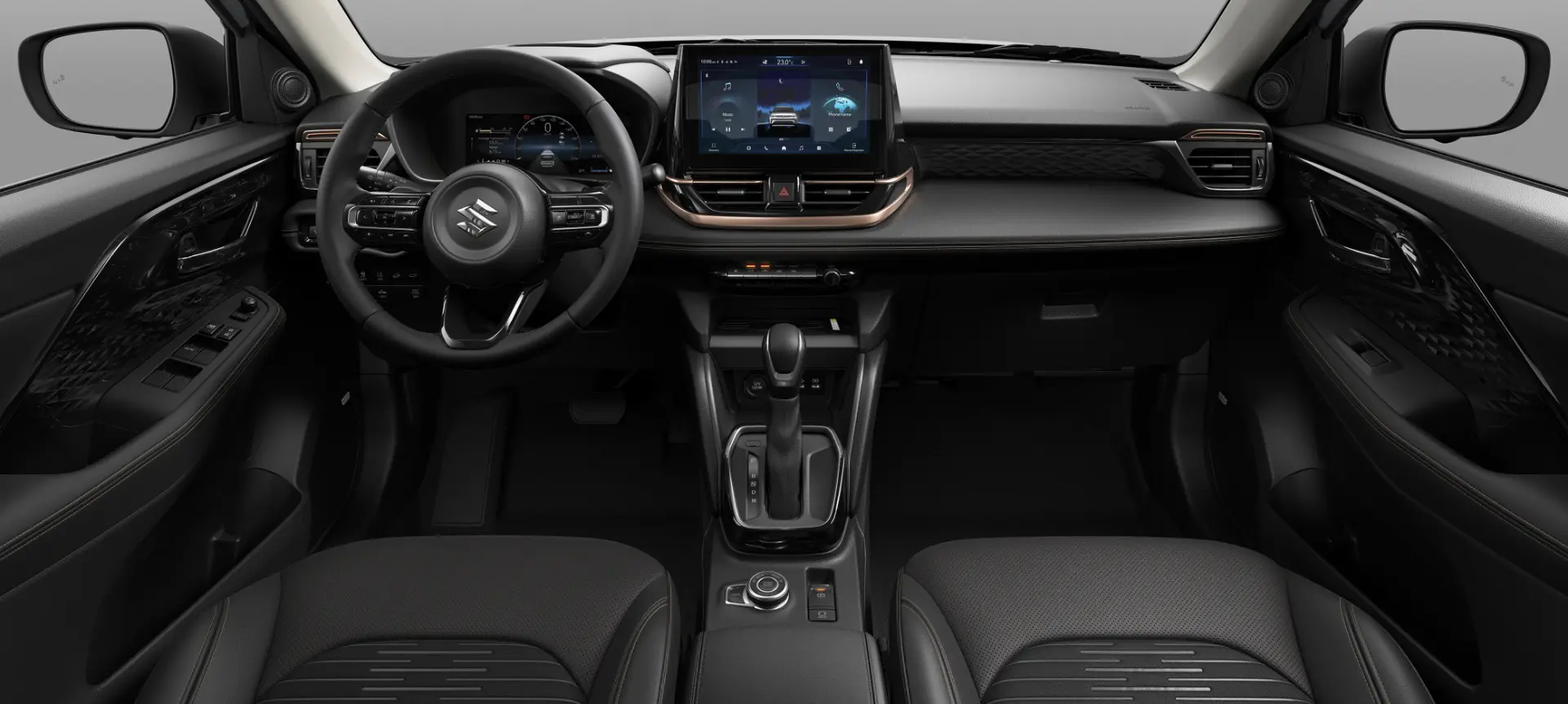 Suzuki cabin — dashboard, steering wheel and touchscreen